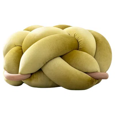 Pre-owned Knots Studio Handmade Velvet Citron Knot Ottoman 30x30 Inch By  In Brown