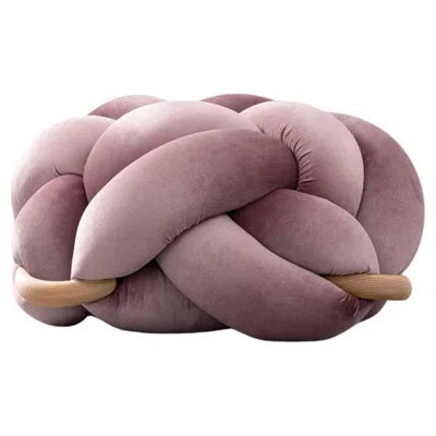 Pre-owned Knots Studio Handmade Velvet Mauve Knot Ottoman 30x30 Inch By  In Yellow