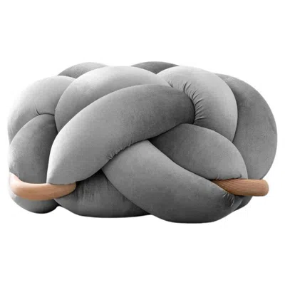 Pre-owned Knots Studio Handmade Velvet Sterling Gray Knot Ottoman 30x30 Inch By