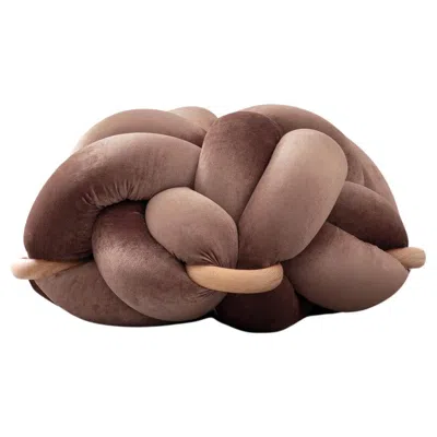 Pre-owned Knots Studio Handmade Velvet Truffle Knot Ottoman 30x30 Inch By  In Brown