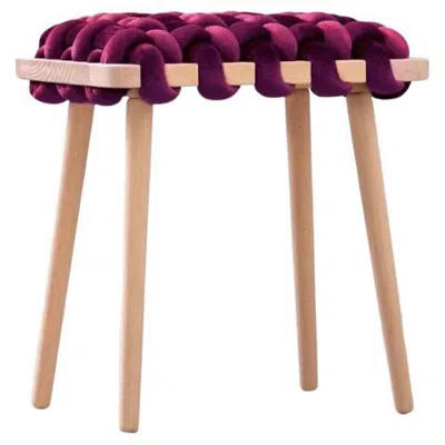 Pre-owned Knots Studio Woven Stool In Burgandy Velvet In Brown