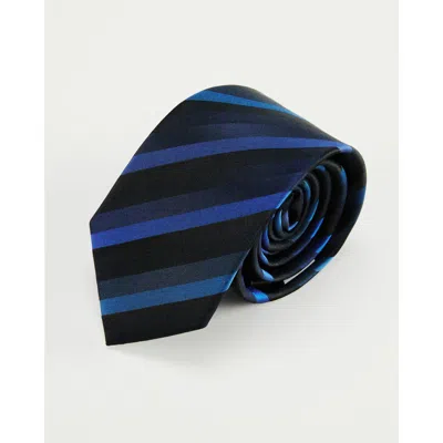 Knottery & Co Awning Striped Silk Jacquard Tie In Blue
