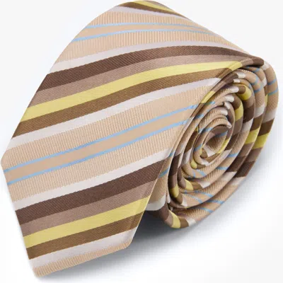 Knottery & Co Balanced Striped Silk Jacquard Tie In Brown