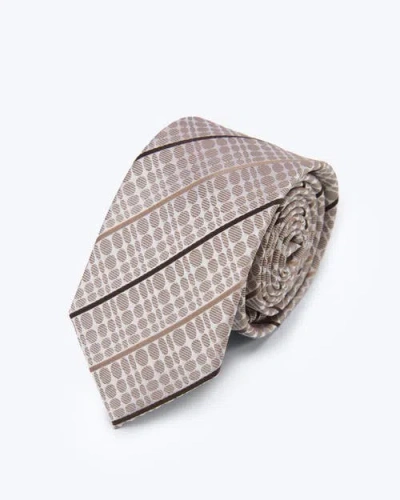 Knottery & Co Biscotti Striped Silk Jacquard Tie In Sand