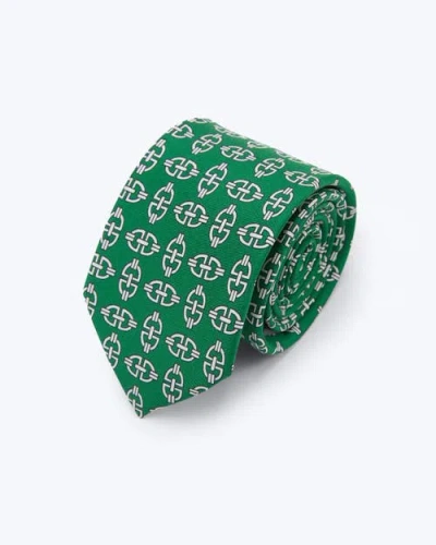 Knottery & Co Checkerlinks Printed Silk Tie In Green