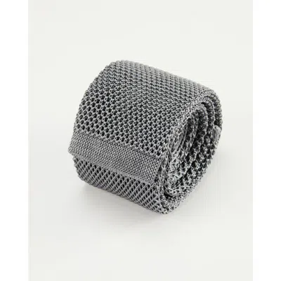 Knottery & Co Classic Knit Silk Tie In Gray