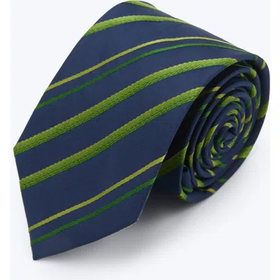 Knottery & Co Diagonal Striped Silk Jacquard Tie In Blue