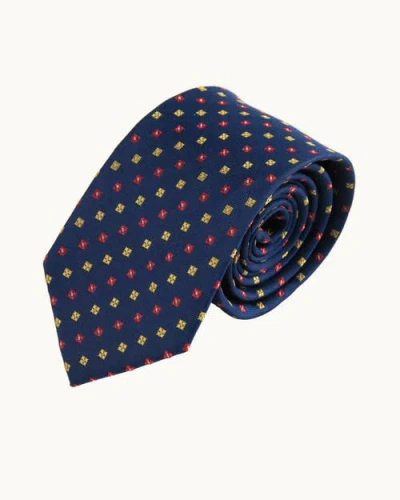Knottery & Co Diamond Blossom Silk Jacquard Tie In Blue