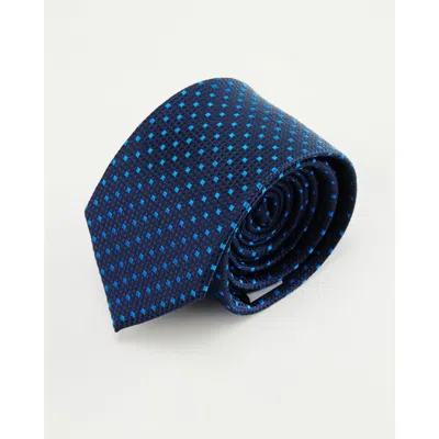 Knottery & Co Diamond Grid Silk Jacquard Tie In Blue