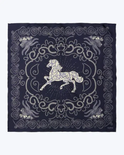 Knottery & Co Equestrian Dreams Silk Bandana In Blue