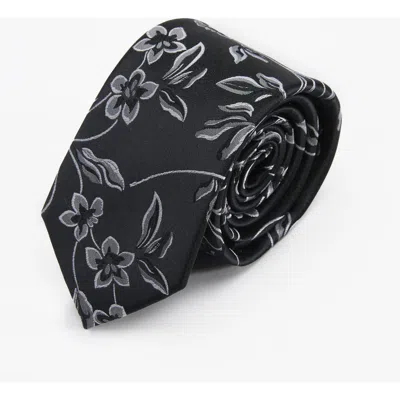 Knottery & Co Floral Silk Jacquard Tie In Black