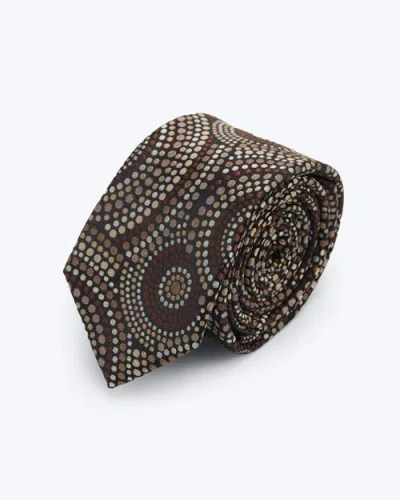 Knottery & Co Halo Dots Silk Jacquard Tie In Brown