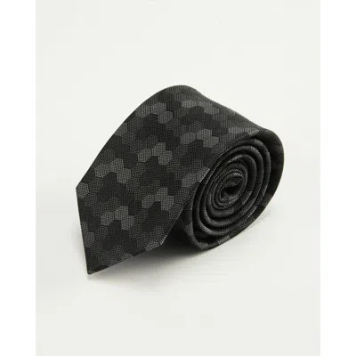 Knottery & Co Hexloop Silk Jacquard Tie In Black