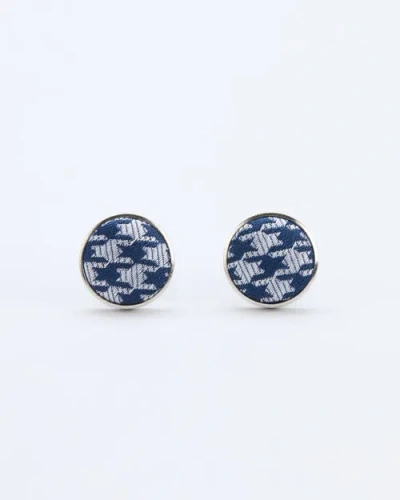 Knottery & Co Houndstooth Heritage Silk Cufflinks In Blue