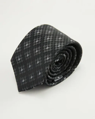Knottery & Co Houndstooth Mosaic Silk Jacquard Tie In Black