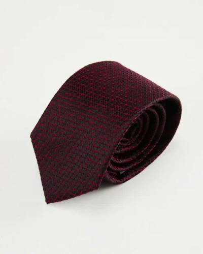 Knottery & Co Micro Dots Silk Jacquard Tie In Burgundy