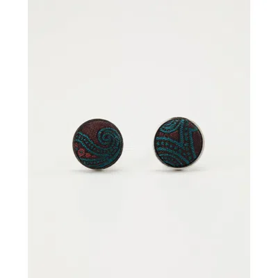 Knottery & Co Paisley Silk Cufflinks In Black
