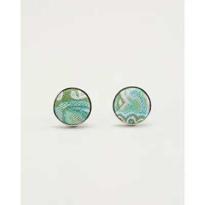 Knottery & Co Paisley Silk Cufflinks In Blue