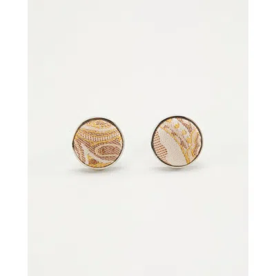 Knottery & Co Paisley Silk Cufflinks In Gold