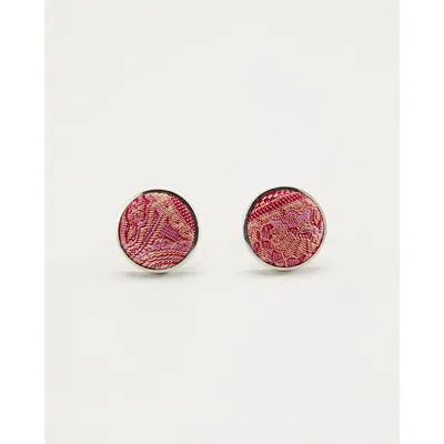Knottery & Co Paisley Silk Cufflinks In Pink