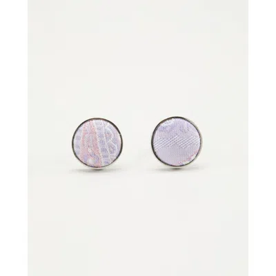 Knottery & Co Paisley Silk Cufflinks In Purple