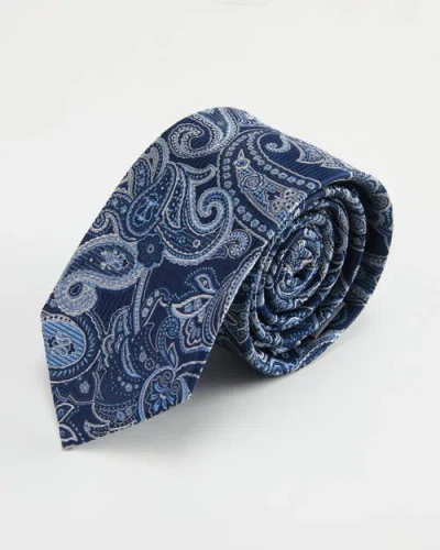 Knottery & Co Paisley Silk Jacquard Tie In Blue