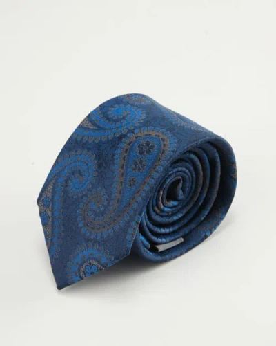 Knottery & Co Paisley Silk Jacquard Tie In Blue