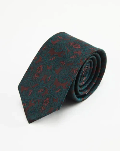 Knottery & Co Paisley Silk Jacquard Tie In Burgundy