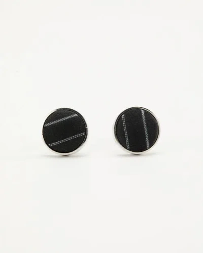 Knottery & Co Pinstripe Silk Cufflinks In Black