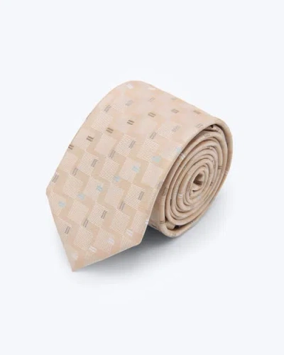 Knottery & Co Pinstripe Tapestry Silk Jacquard Tie In Neutral
