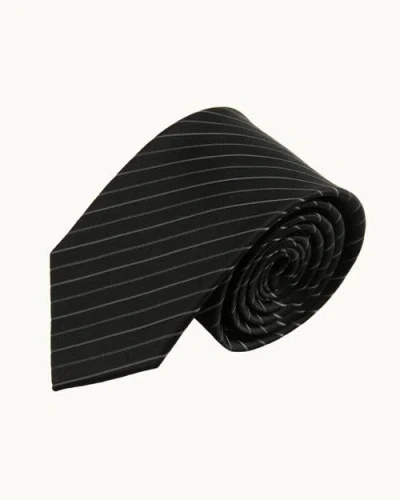 Knottery & Co Pinstriped Silk Jacquard Tie In Black
