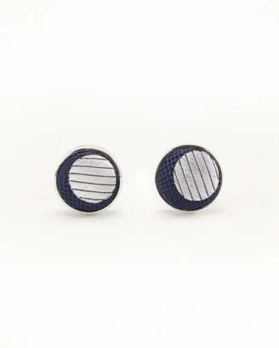 Knottery & Co Polka Dot Silk Cufflinks In Blue
