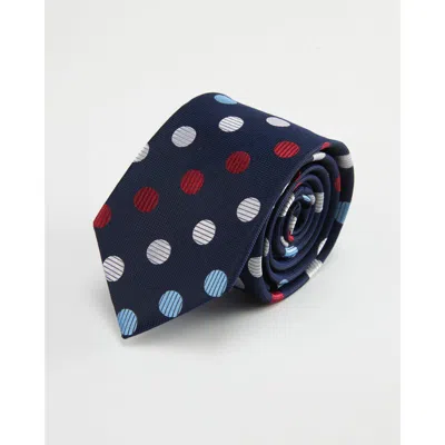 Knottery & Co Polka Dot Silk Jacquard Tie In Blue