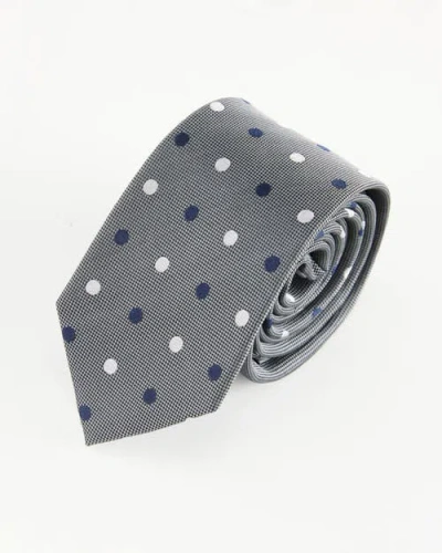 Knottery & Co Polka Dot Silk Jacquard Tie In Gray