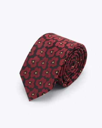 Knottery & Co Poppy Blooms Silk Jacquard Tie In Red