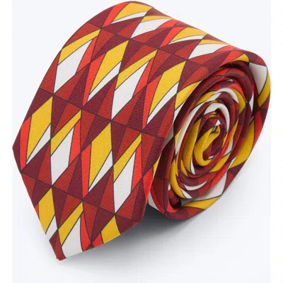 Knottery & Co Prism Diamond Printed Silk Tie In Red
