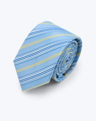 Knottery & Co Regency Striped Silk Jacquard Tie In Blue