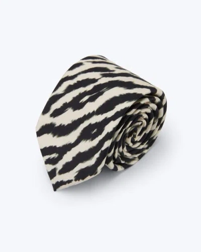 Knottery & Co Savannah Stripes Printed Silk Tie In Black