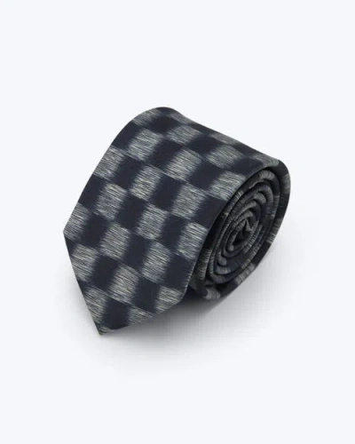 Knottery & Co Shadow Check Printed Silk Tie In Blue