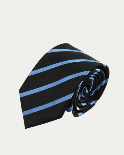 Knottery & Co Skyline Striped Silk Jacquard Tie In Black