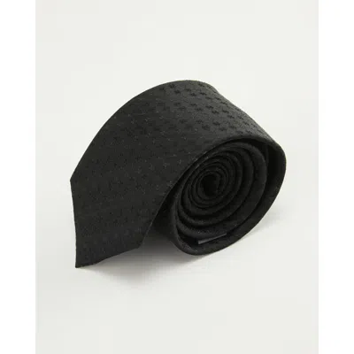 Knottery & Co Subtle Cross Silk Jacquard Tie In Black