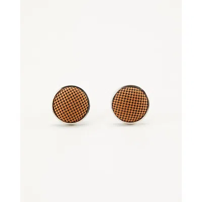 Knottery & Co Twill Silk Cufflinks In Brown