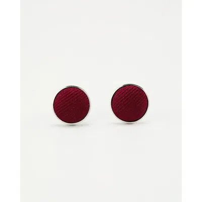 Knottery & Co Twill Silk Cufflinks In Burgundy