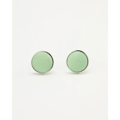 Knottery & Co Twill Silk Cufflinks In Green