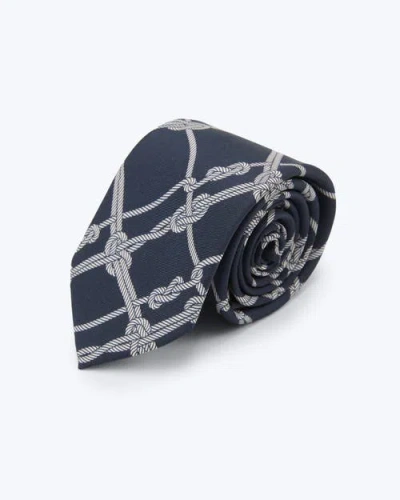 Knottery & Co Voyager Printed Silk Tie In Blue