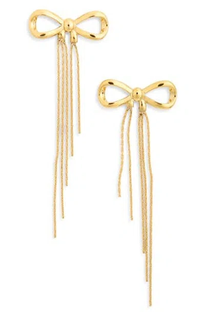 Knotty Bow Chain Drop Earrings In Gold