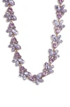 Knotty Crystal Statement Collar Necklace In Gold/lavender