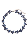 Knotty Crystal Statement Collar Necklace In Navy/ Gold