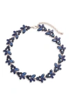 Knotty Crystal Statement Collar Necklace In Navy/gold