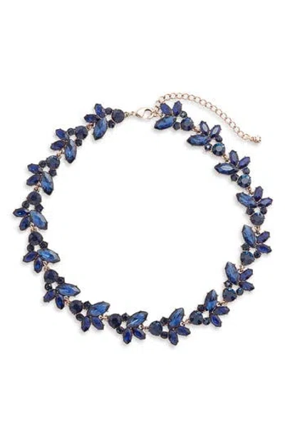 Knotty Crystal Statement Collar Necklace In Blue